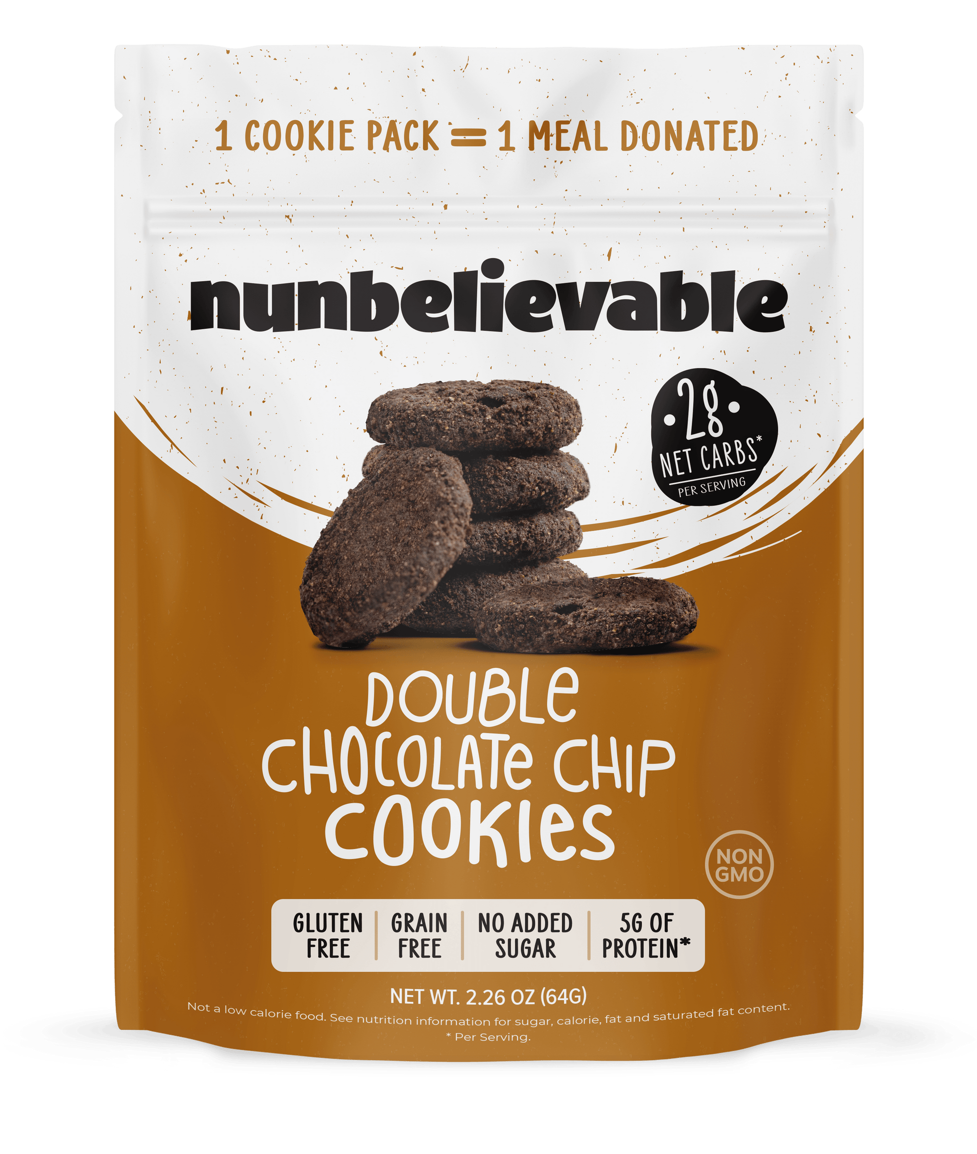 Nunbelievable 4-Pack Double Chocolate Chip Cookies (Low Carb, No Sugar Added, Gluten Free)