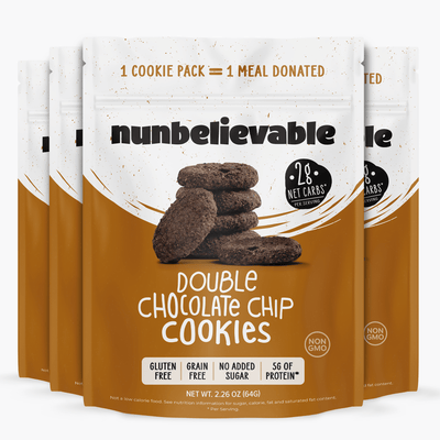 Nunbelievable 4-Pack Double Chocolate Chip Cookies (Low Carb, No Sugar Added, Gluten Free)