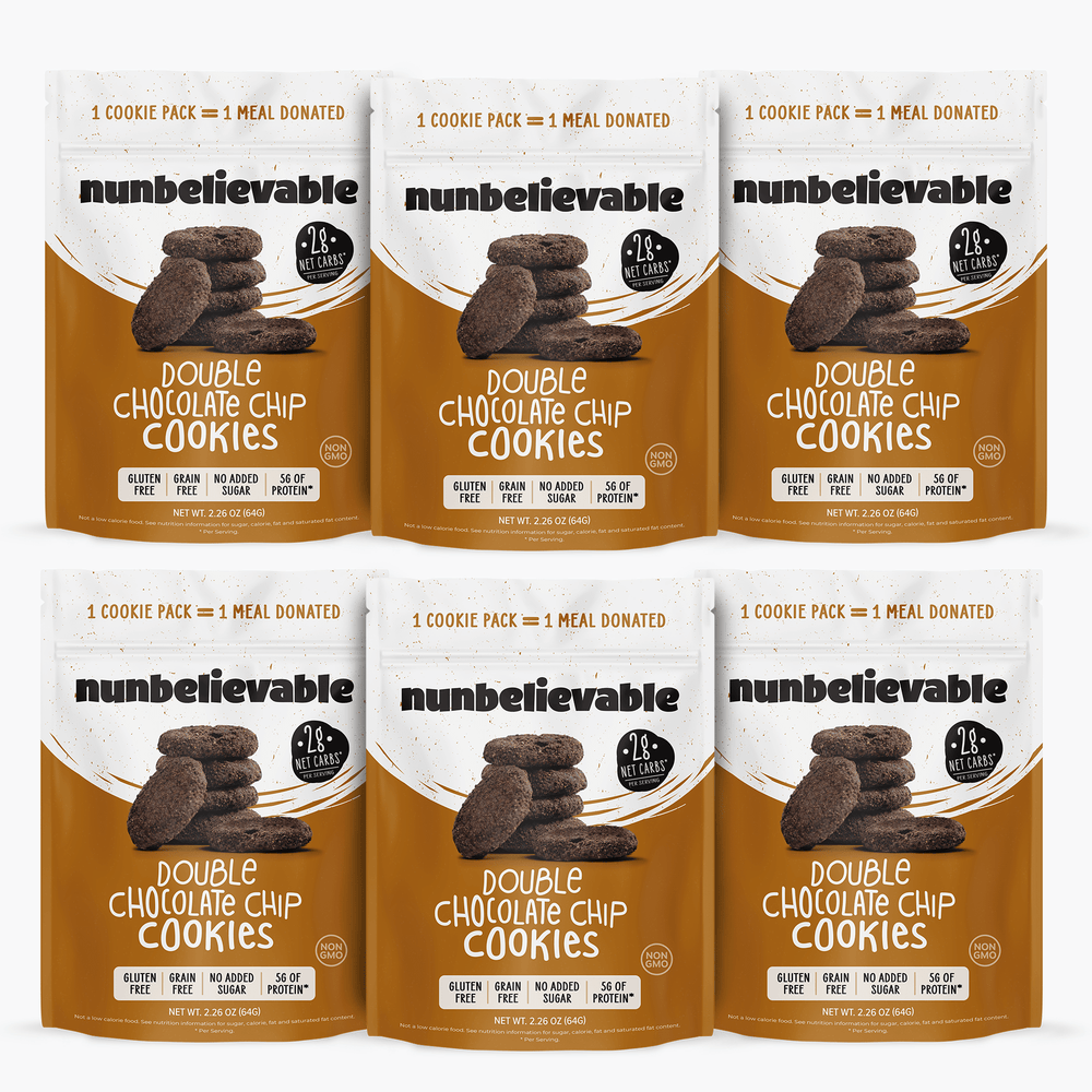 Nunbelievable 6-Pack Double Chocolate Chip Cookies (Low Carb, No Sugar Added, Gluten Free)