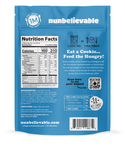 Nunbelievable Chocolate Chip Cookies (Low Carb, No Sugar Added, Gluten Free)