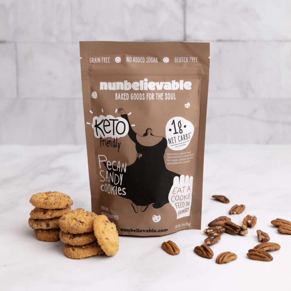 Nunbelievable Low Carb Keto Cookies Pecan Sandy, Keto Snacks Zero Carb Healthy Cookies, Sugar Free 3.4oz Low Carb Snacks Ideal For Weight Loss Or Diabetic Diet - Gluten Free, Grain Free, Non GMO, No Artificial Flavors